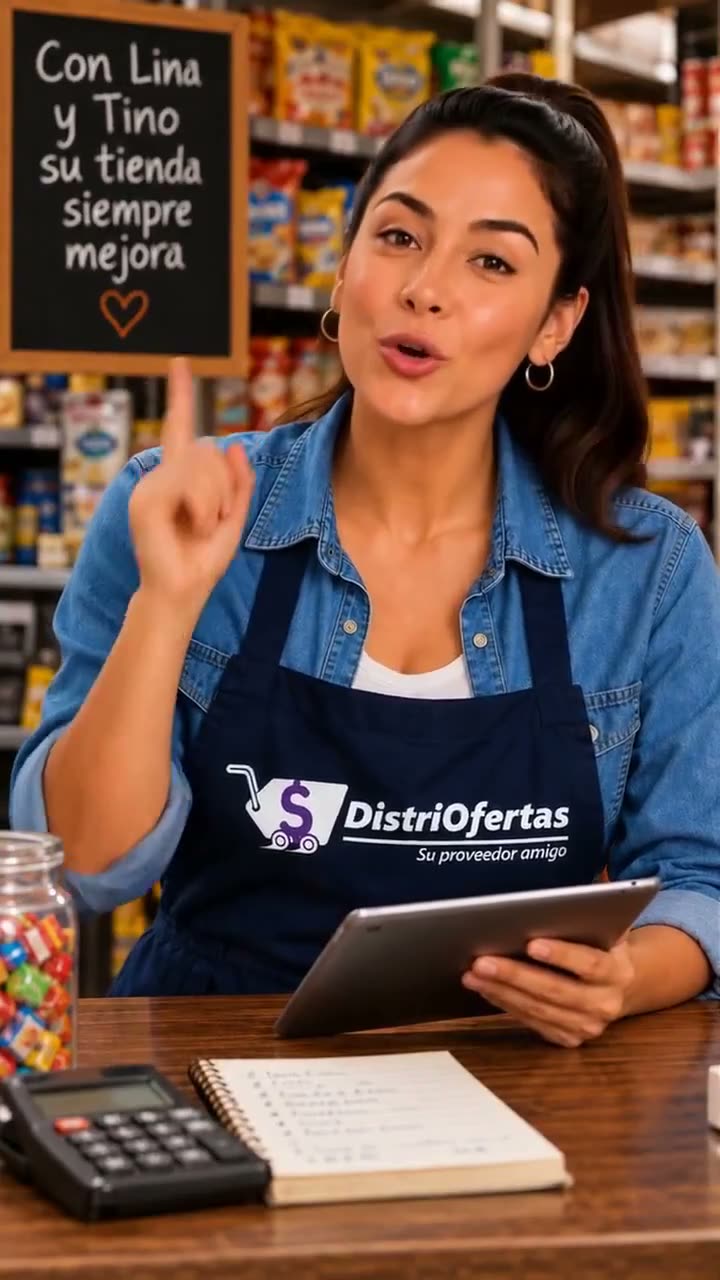 Lina, asesora de DistriOfertas, levantando el dedo para dar un consejo