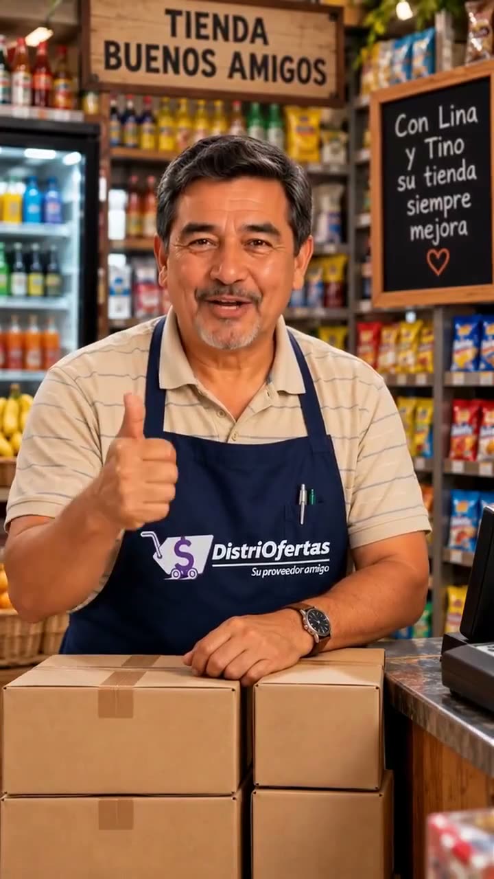 Vecino de la tienda dando un consejo en el mostrador